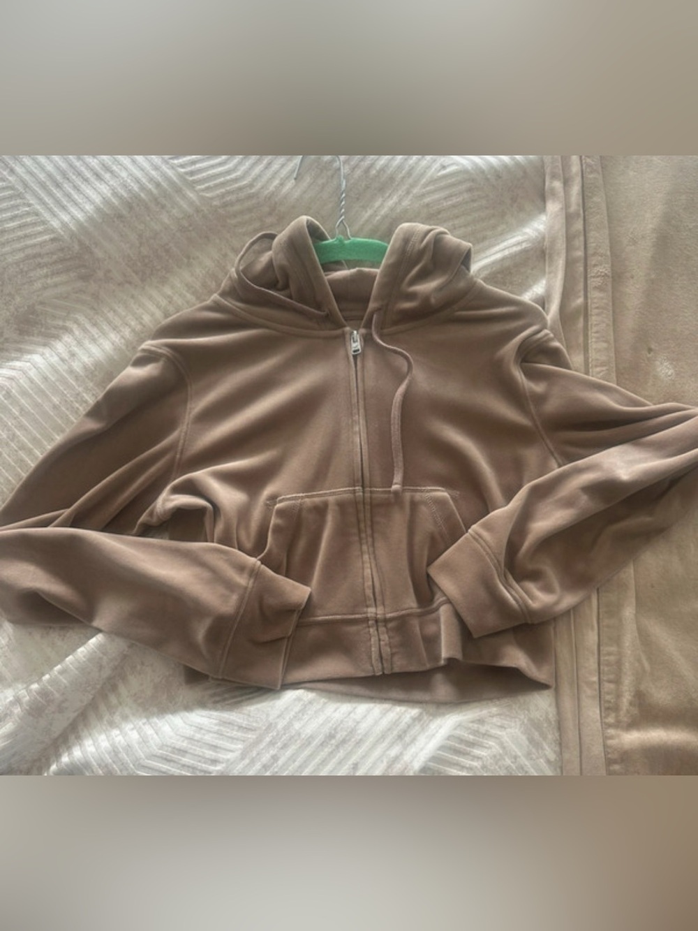 Hollister Taupe Zip-Up Hooded Sweatshirt